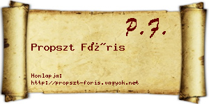 Propszt Fóris névjegykártya